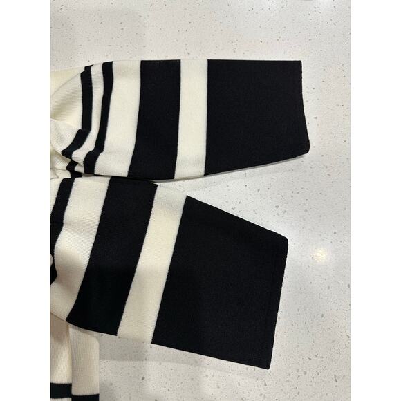 Misook Cardigan Black Ivory stripe Rhinestone Button Classy Chic Feminine S - Picture 7 of 12
